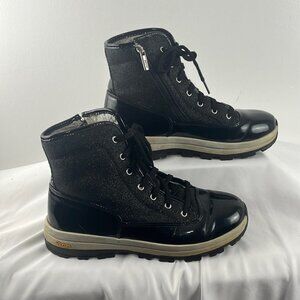 Olang Black Patent Sparkly Lace-Up High-Top Runners/Boots